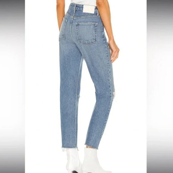 Grlfrnd Karolina Cropped Denim Jeans High Rise Straight The Valley Blue Size 25 - Picture 7 of 13